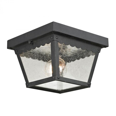 Thomas Springfield 2-Light Flush Mount in Matte Textured Black with Seeded Gl 9102EF/65